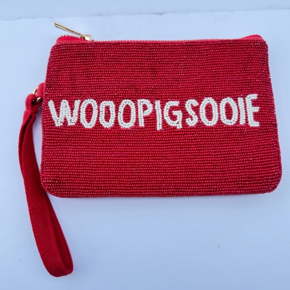 Capri Designs Red Beaded Clutch with Wristlet